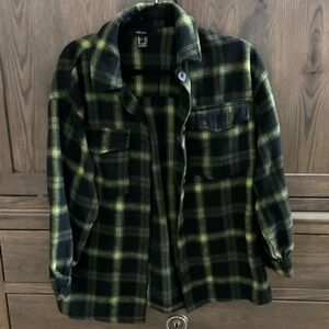 Forever 21 Black and Green Plaid Shirt Jacket
